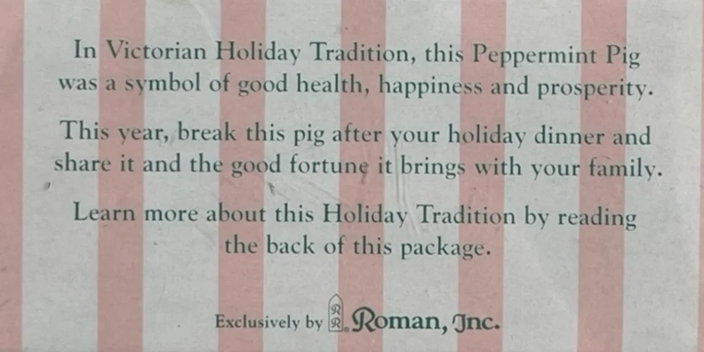 Rare Vintage 1999 Peppermint Pig Hard Candy Ornament Victorian Roman Inc. NIB